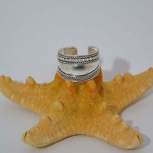 Handmade Tibetan White Metal Adjustable Ring